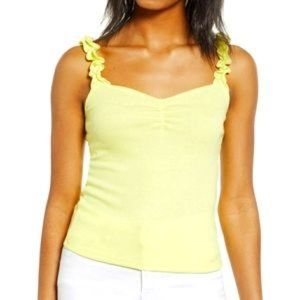 BP Yellow Ruffle Strap Tank Top NWOT
